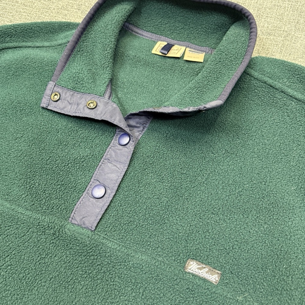 Vintage Woolrich Polartec Fleece‎ Pullover Womens Large Green Snap Collar USA